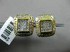 ESTATE WIDE .95CT DIAMOND 14K WHITE & YELLOW GOLD ETOILE CLASSIC SQUARE EARRINGS