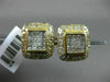 ESTATE WIDE .95CT DIAMOND 14K WHITE & YELLOW GOLD ETOILE CLASSIC SQUARE EARRINGS