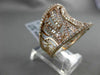 ANTIQUE LARGE 1.56CT ROUND & BAGUETTE DIAMOND 14KT ROSE GOLD 3D LEAF FUN RING