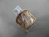 ANTIQUE LARGE 1.56CT ROUND & BAGUETTE DIAMOND 14KT ROSE GOLD 3D LEAF FUN RING