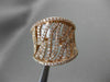 ANTIQUE LARGE 1.56CT ROUND & BAGUETTE DIAMOND 14KT ROSE GOLD 3D LEAF FUN RING