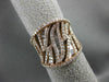 ANTIQUE LARGE 1.56CT ROUND & BAGUETTE DIAMOND 14KT ROSE GOLD 3D LEAF FUN RING