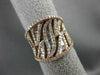 ANTIQUE LARGE 1.56CT ROUND & BAGUETTE DIAMOND 14KT ROSE GOLD 3D LEAF FUN RING