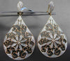 ANTIQUE MASSIVE .67CT DIAMOND 18KT ROSE GOLD 3D FLORAL FILIGREE HANGING EARRINGS