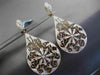 ANTIQUE MASSIVE .67CT DIAMOND 18KT ROSE GOLD 3D FLORAL FILIGREE HANGING EARRINGS