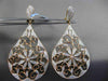 ANTIQUE MASSIVE .67CT DIAMOND 18KT ROSE GOLD 3D FLORAL FILIGREE HANGING EARRINGS