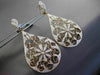 ANTIQUE MASSIVE .67CT DIAMOND 18KT ROSE GOLD 3D FLORAL FILIGREE HANGING EARRINGS