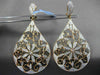 ANTIQUE MASSIVE .67CT DIAMOND 18KT ROSE GOLD 3D FLORAL FILIGREE HANGING EARRINGS