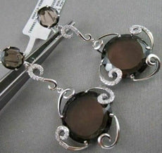 ANTIQUE 14KT 22.47CTW SMOKY TOPAZ & DIAMOND HANGING EARRINGS ONE OF A KIND!!!!!