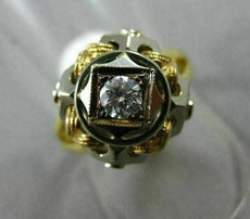 ANTIQUE .20CT DIAMOND 18KT WHITE & YELLOW GOLD HANDCRAFTED WOVEN SOLITAIRE RING