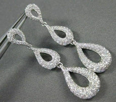 ANTIQUE 2.73CT DIAMOND 18KT W GOLD LONG PEAR JOURNEY EARRINGS F VS/VVS #E00628