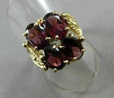 ANTIQUE LARGE 7CT AAA OVAL GARNET 14KT YELLOW GOLD ROPE FILIGREE RING #20564