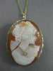 ANTIQUE HABILLE EURO DIAMOND 14K YELLOW GOLD SHELL CAMEO PIN PEDANT ITALY #20632