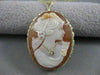 ANTIQUE HABILLE EURO DIAMOND 14K YELLOW GOLD SHELL CAMEO PIN PEDANT ITALY #20632