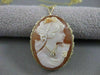 ANTIQUE HABILLE EURO DIAMOND 14K YELLOW GOLD SHELL CAMEO PIN PEDANT ITALY #20632