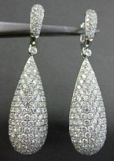 ANTIQUE 5.57CT DIAMOND 18KT WHITE GOLD 3 DIMENSIONAL FILIGREE HANGING EARRINGS