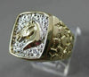 ANTIQUE LARGE 14KT WHITE & YELLOW GOLD NUGGET RECTANGULAR HORSE RING 15mm #22458