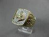 ANTIQUE LARGE 14KT WHITE & YELLOW GOLD NUGGET RECTANGULAR HORSE RING 15mm #22458