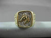 ANTIQUE LARGE 14KT WHITE & YELLOW GOLD NUGGET RECTANGULAR HORSE RING 15mm #22458