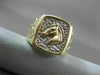 ANTIQUE LARGE 14KT WHITE & YELLOW GOLD NUGGET RECTANGULAR HORSE RING 15mm #22458