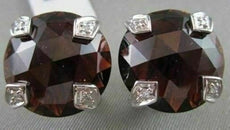 ANTIQUE LARGE CLIP ON 24.37CT GARNET & DIAMONDS 14KT WHITE GOLD EARRINGS!!!!!!!