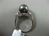 ESTATE .16CT DIAMOND 18KT WHITE GOLD 3D TAHITIAN PEARL FLOWER LEAF SOLITARE RING