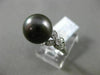 ESTATE .16CT DIAMOND 18KT WHITE GOLD 3D TAHITIAN PEARL FLOWER LEAF SOLITARE RING