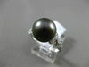 ESTATE .16CT DIAMOND 18KT WHITE GOLD 3D TAHITIAN PEARL FLOWER LEAF SOLITARE RING