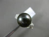 ESTATE .16CT DIAMOND 18KT WHITE GOLD 3D TAHITIAN PEARL FLOWER LEAF SOLITARE RING