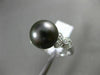 ESTATE .16CT DIAMOND 18KT WHITE GOLD 3D TAHITIAN PEARL FLOWER LEAF SOLITARE RING