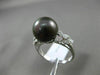 ESTATE .16CT DIAMOND 18KT WHITE GOLD 3D TAHITIAN PEARL FLOWER LEAF SOLITARE RING