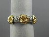 ESTATE .60CT DIAMOND 14KT WHITE & YELLOW GOLD 3 FLOWER WEDDING ANNIVERSARY RING