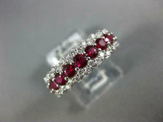 WIDE 1.70CT DIAMOND & AAA RUBY 18KT WHITE GOLD 3D 3 ROW WEDDING ANNIVERSARY RING