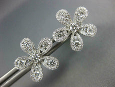 ESTATE LARGE 1.05CT DIAMOND 18KT WHITE GOLD 3D FLOWER CLASSIC STUD EARRINGS