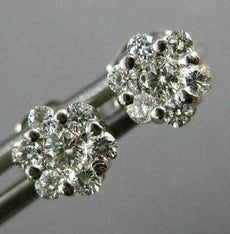 ESTATE .40CT DIAMOND 14KT WHITE GOLD CLASSIC CLUSTER FLOWER STUD EARRINGS #26644
