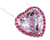 12.30CT AAA PINK SAPPHIRE & AMETHYST 14KT WHITE GOLD 3D HEART SHAPE LOVE PENDANT