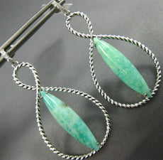 LARGE 9.58CT DIAMOND & GREEN AMETHYST 14KT WHITE GOLD INFINITY HANGING EARRINGS