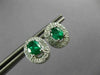 ESTATE 1.10CT DIAMOND & AAA EMERALD 14KT WHITE GOLD 3D OVAL HALO STUD EARRINGS