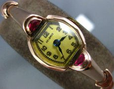 ANTIQUE ART DECO HELBROS .20CT AAA RUBY 14KT ROSE GOLD 3D HEXAGON WATCH #20708