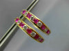LARGE 2.0CT AAA RUBY & WHITE SAPPHIRE 18KT YELLOW GOLD 3D HUGGIE EARRINGS #22744