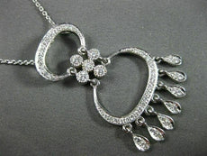 ANTIQUE LARGE .40CT DIAMOND 18KT WHITE GOLD 3D FILIGREE CHANDELIER PENDANT #3029