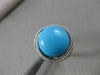 ESTATE ROUND TURQUOISE SOLITAIRE 14KT WHITE GOLD FILIGREE COCKTAIL RING #20428