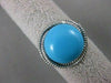 ESTATE ROUND TURQUOISE SOLITAIRE 14KT WHITE GOLD FILIGREE COCKTAIL RING #20428