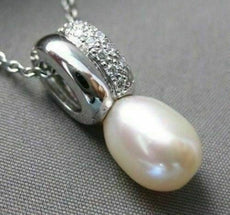 ESTATE .16CT DIAMOND & AAA SOUTH SEA PEARL 18K WHITE GOLD PENDANT W/CHAIN #11447