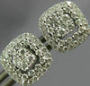 LARGE .67CT DIAMOND 18KT WHITE GOLD 3D SQUARE HALO CLUSTER STUD JACKET EARRINGS