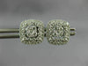 LARGE .67CT DIAMOND 18KT WHITE GOLD 3D SQUARE HALO CLUSTER STUD JACKET EARRINGS