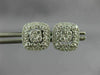 LARGE .67CT DIAMOND 18KT WHITE GOLD 3D SQUARE HALO CLUSTER STUD JACKET EARRINGS