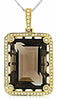 15.76CT DIAMOND & AAA SMOKY TOPAZ 14KT YELLOW GOLD 3D EMERALD CUT ETOILE PENDANT
