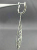 LONG 1.47CT DIAMOND 18KT WHITE GOLD FILIGREE FLOWER LEVER BACK HANGING EARRINGS