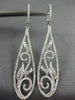 LONG 1.47CT DIAMOND 18KT WHITE GOLD FILIGREE FLOWER LEVER BACK HANGING EARRINGS
